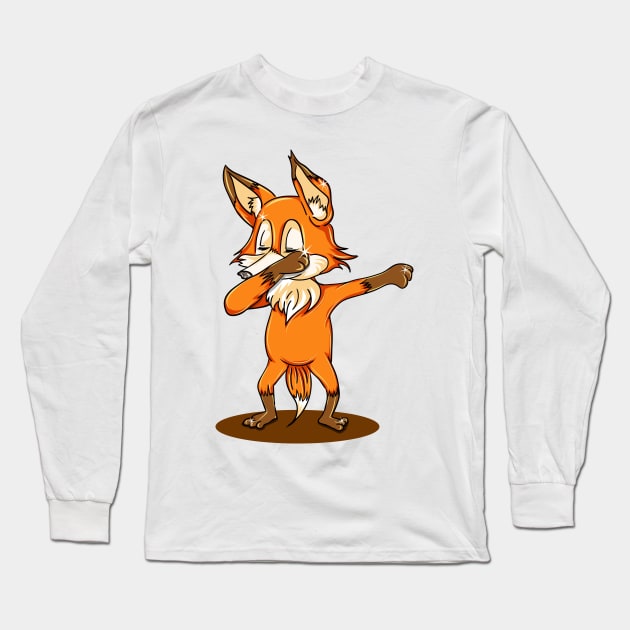 'Dabbing Dancing Fox' Funny Dabbing Animal Gift Long Sleeve T-Shirt by ourwackyhome